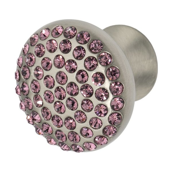 Wisdom Stone Vivacite Cabinet Knob, 1-1/4 in dia., Satin Nickel with Purple Crystals 4212SN-PU